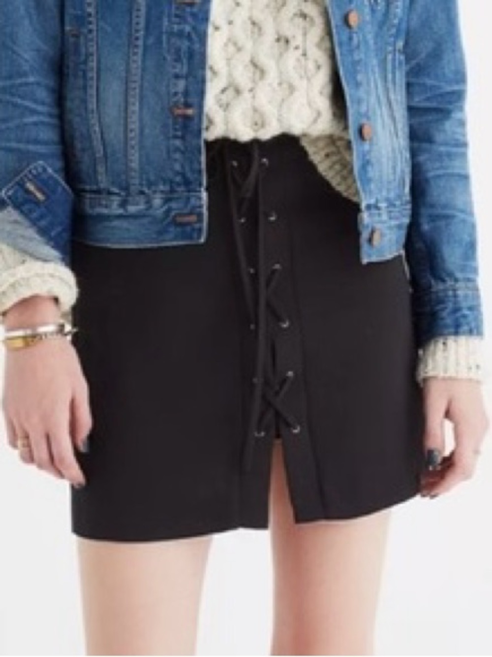 Madewell lace up mini skirt